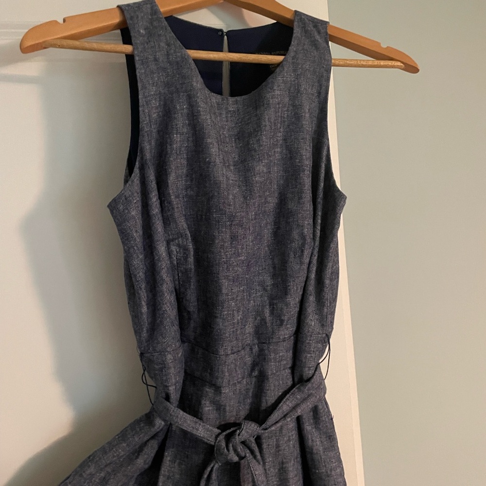 Banana Republic Blue Tie Front Sleeveless Jumpsuit